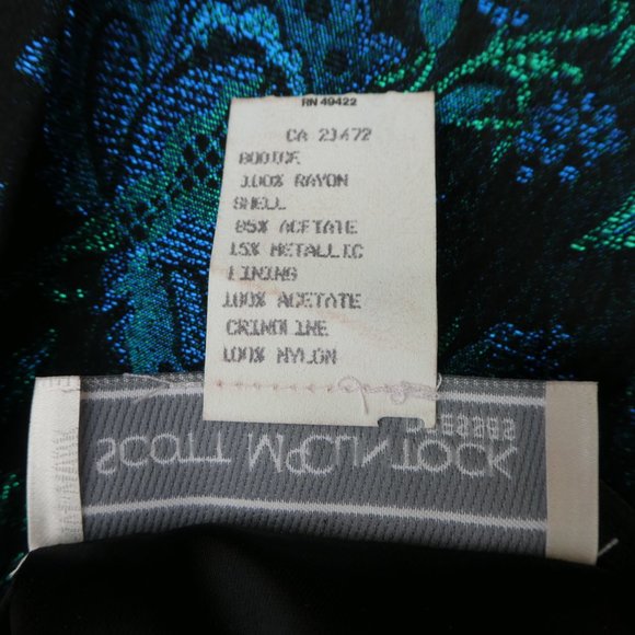 Vintage 80s Ball Gown Scott McClintock Brocade Velvet Basque V Waist Puff Sleeve - Picture 12 of 12